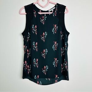 Daniel Rainn Narcissus Crochet Detail Black Floral Sleeveless Blouse Size PM